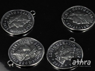 Zawieszka srebrna, oksydowana, moneta, ZL385/18/O