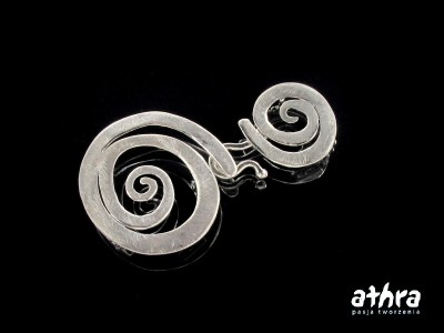 Zapięcie srebrne, satynowane, rodowane, ślimak, SVAG3019/R