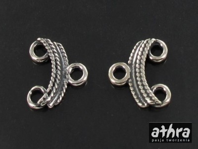 Zakończenie ozdobne na dwa sznury, oksydowane, ZAP2/O