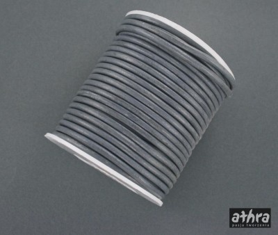Rzemień skórzany 3,0mm, szary, lakierowany, GREY30/25