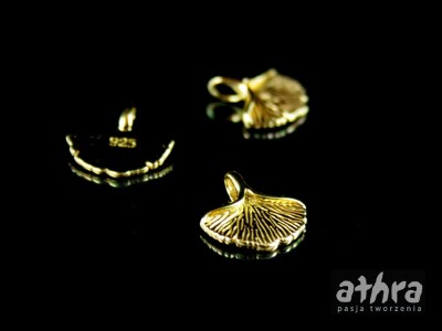 Zawieszka srebrna, pozłacana, liść miłorzębu, ZL015/D