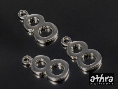 Zawieszka z mosiądzu, posrebrzana cyferka "8", CYF8 /S