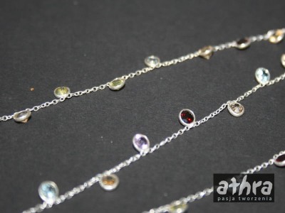 Łańcuszek srebrny z minerałami,  MIX
