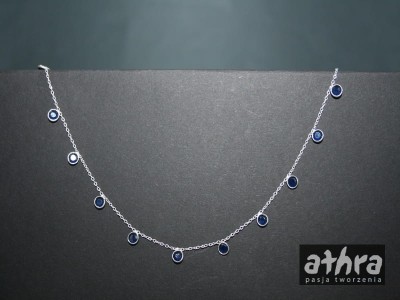 Łańcuszek srebrny z szafirem,  SZAF