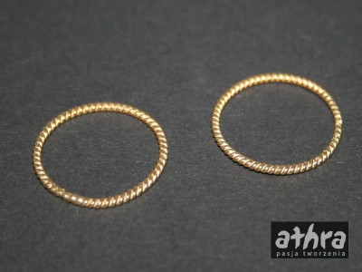 Kółko srebrne pozłacane spirala 22mm, K22/D