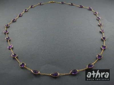 Łańcuszek srebrny, pozłacany z amethystem, AMET72/D