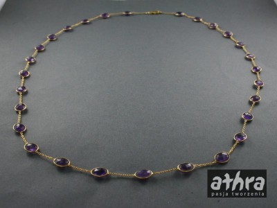 Łańcuszek srebrny, pozłacany z amethystem, AME72/D