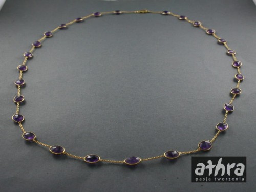 www_athra_pl  łańcuszek pozłacany owale z amethystu, AME72/D