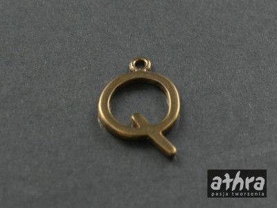 Zawieszka z mosiądzu, literka "Q", LITQ /M