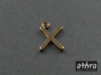 Zawieszka z mosiądzu,  literka "X", LITX /M