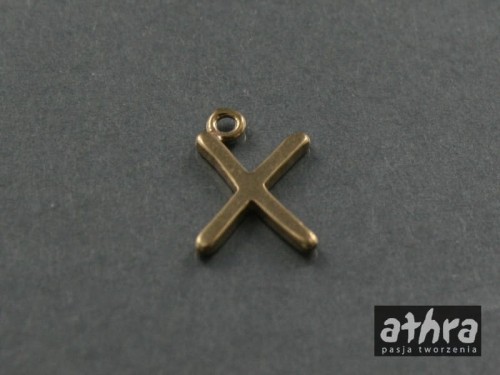 www_athra_pl_zawieszka z mosiądzu, litera X, LITX/M