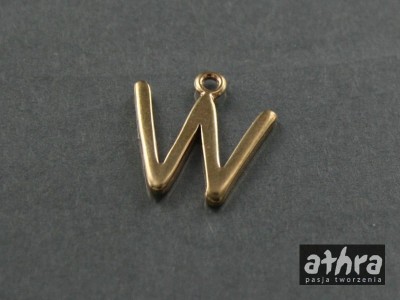 Zawieszka z mosiądzu, literka "W", LITW/M