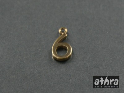 Zawieszka z mosiądzu, cyferka "6", CYF6/M
