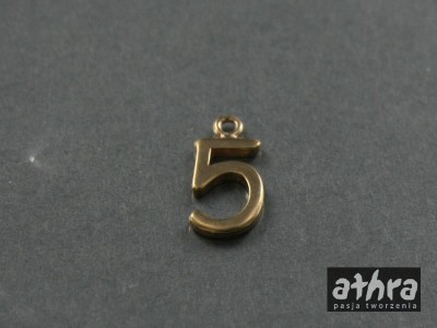 Zawieszka z mosiądzu, cyferka "5", CYF5/M
