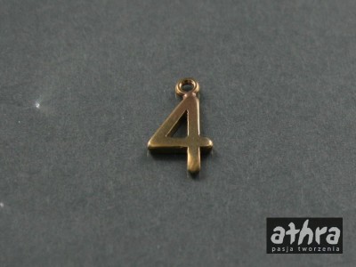 Zawieszka z mosiądzu, cyferka "4", CYF4/M