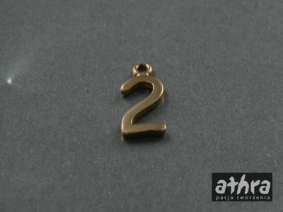 Zawieszka z mosiądzu,  cyferka "2", CYF2/M