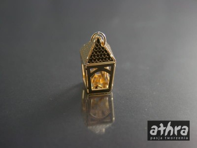 Lampion 3D z płomieniem, pozłacany, LAMPION/D