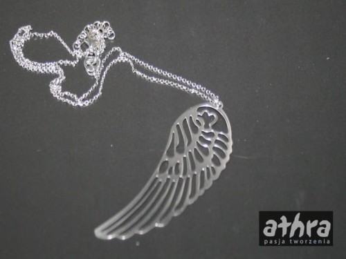 www_athra_pl_ANGELWING/R łancuszek rodowany 42cm z regulacją ze skrzydłem anioła