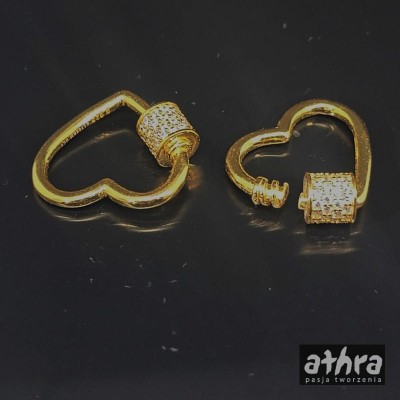 Zapięcie na gwint serce z cyrkoniami, pozlacane, ZAPS17C/D