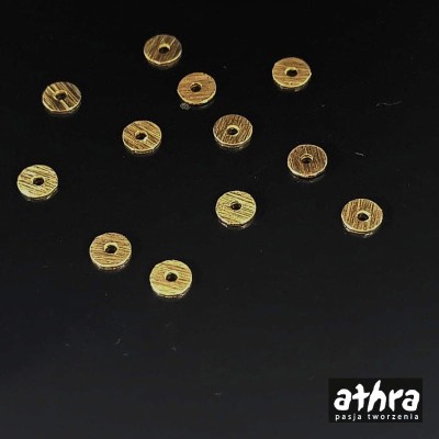 Koło pozłacane, satynowe 6 mm z dziurką w środku,  BLSAT4 /D