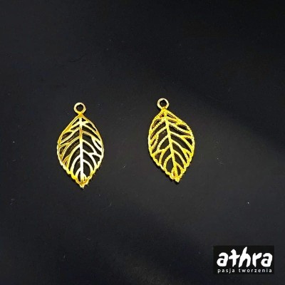 Zawieszka srebrna pozłacana, listek, ZL013/D