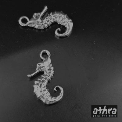 Zawieszka srebrna  oksydowana, konik morski, ZL117/O