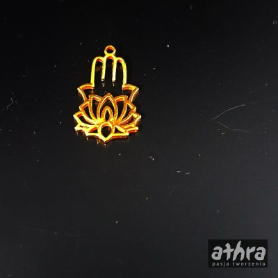 Zawieszka srebrna pozłacana kwiat lotosi i ręka Fatimy, ZL18/D