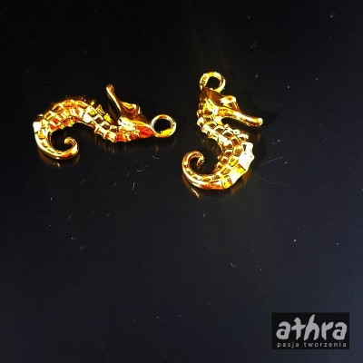 Zawieszka srebrna  pozłacana, konik morski, ZL117/D