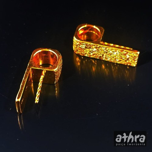 www_athra_pl_RB24X7/D rurka srebrna pozłacana drapana z bolcem do wklejenia kamienia