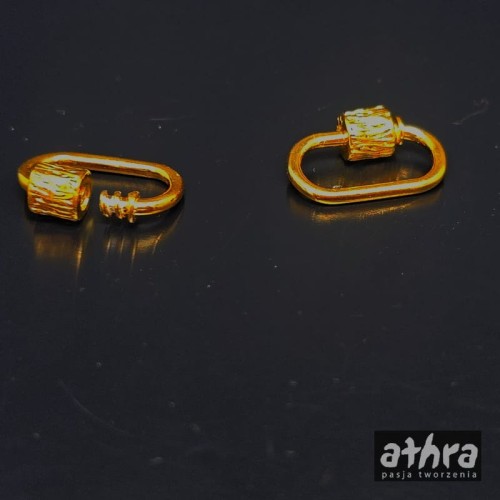 www_athra_pl_ZAP18X10/D zapięcie karabińczyk na gwint srebrny Ag pozłacany owal 18x10