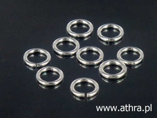 Półfabrykat z mosiądzu posrebrzanego, element łączący,kółko cięte 5.0 mm, drut 1mm