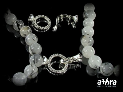 Zapięcie srebrne do korali, z cyrkoniami, SVA13/5