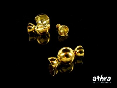 Zapięcie ozdobne do korali, kulka gładka, pozłacana, ZK10/D