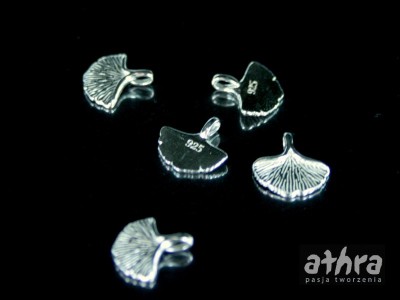 Zawieszka srebrna, liść miłorzębu, ZL015