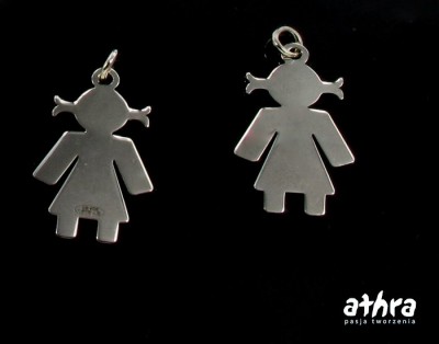 Zawieszka laserowo wycinana, rodowana, dziewczynka, LS166