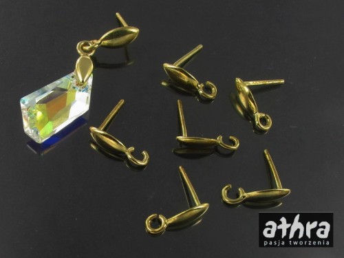 www_athra_pl_SZT74 kolczyk srebrny pozłacany markiza z kółkiem otwartym do podwieszania