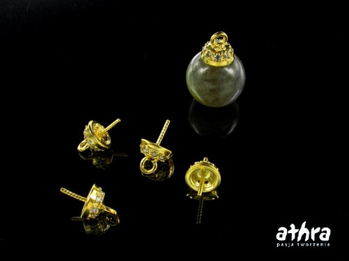 www_athra_pl_CZAPC6/D  srebrna zawieszka pozłacana z cyrkoniami pod kulkę 6mm próba  ag 925