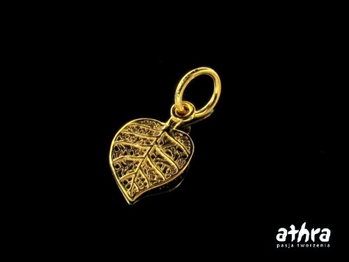 srebrna zawieszka pozłacany listek próba ag 925