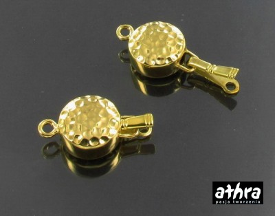 Zapięcie okrągłe, młotkowane, na jeden sznur, pozłacane, CH0669/1/D