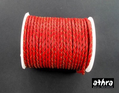Rzemień naturalny, pleciony, RED40