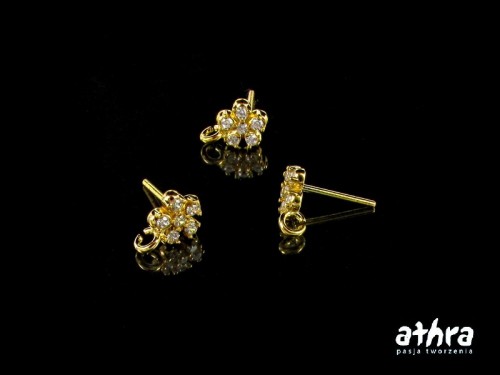 www_athra_pl_SZT12C/D srebrne bigle pozłacane na sztyfcie z cyrkoniami