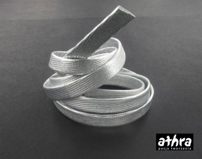 Rzemień naturalny płaski, 10mm, SILVER