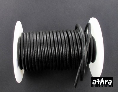 Rzemień skórzany 4 mm, czarny, lakierowany, RZEM16