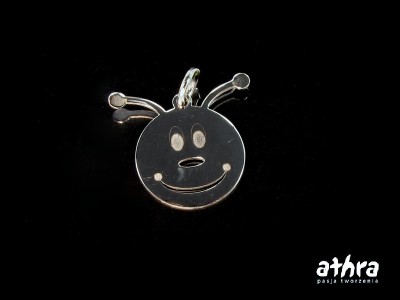 Zawieszka laserowo wycinana, rodowana, emoticon, LS01/R