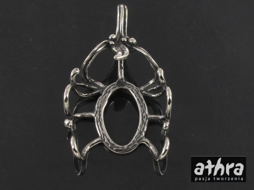 www_athra_pl_ZW2062/O srebrna zawieszka oksydowana pod płaski kamień próba  ag 925