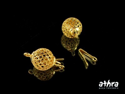 Zapięcie szufladkowe, ażurowa kula, pozłacane, CH1821-142/D