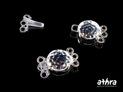 www_athra_pl_CH0669/3 srebrne zapięcie młotkowane na trzy sznury próba ag 925