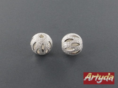 element z mosiądzu posrebrzany kulka brokatowa nacinana 14 mm