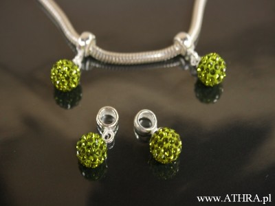 Przekładka do bransoletki z zielonym fasetowanym szkłem, PANS12