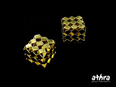 Kostka ażurowa, pozłacana 15x15mm, ORP600/32/D